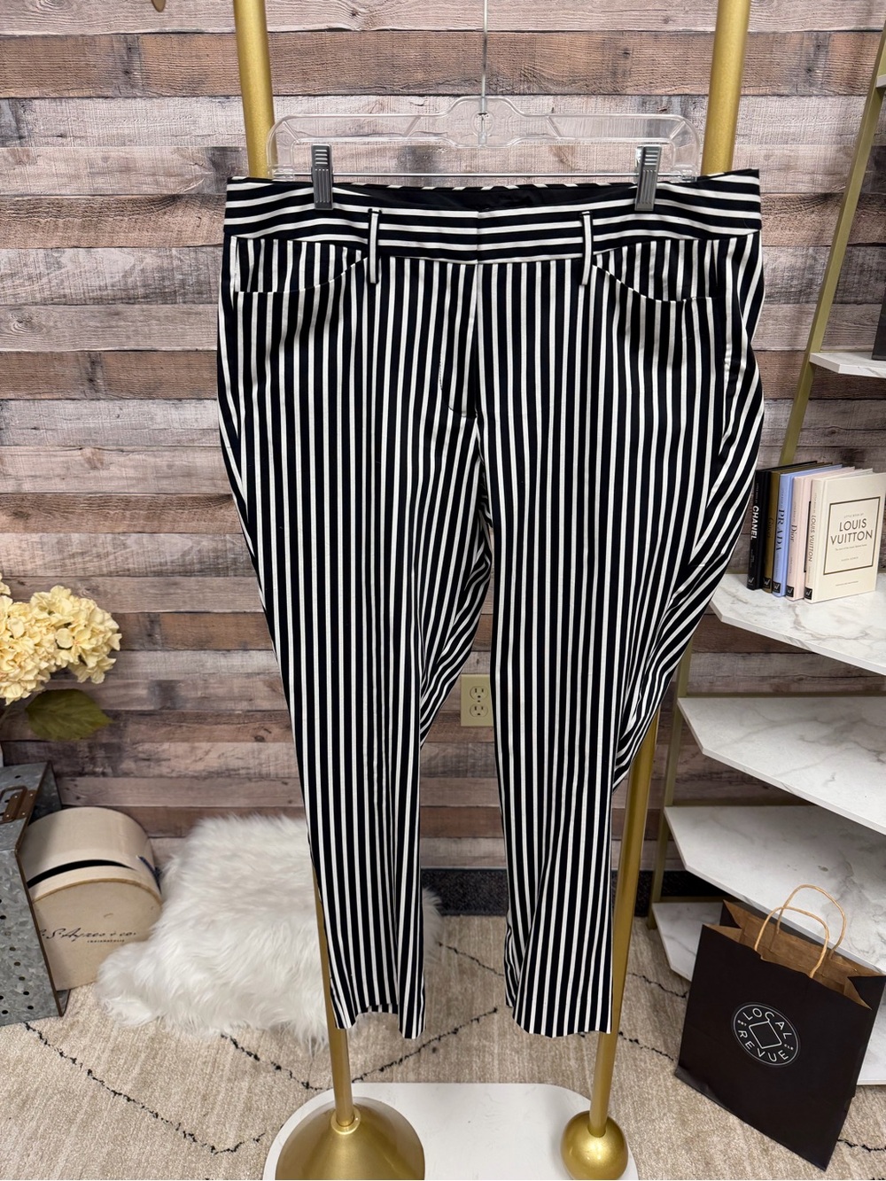 Worthington Black & White Stripe Ankle Pant